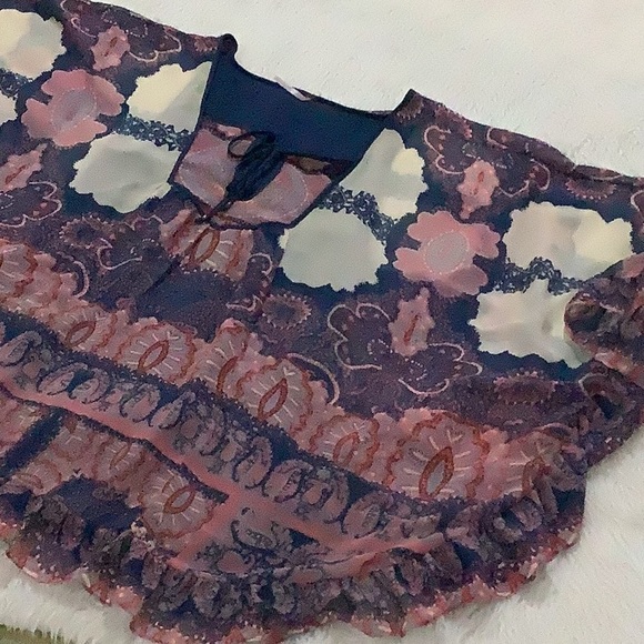 Free People Dresses & Skirts - Free people boho paisley sheer summer festival ruffle dress size small